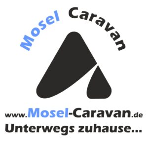 Logo des Unternehmens Mosel Caravan mit Webadresse und Slogan
